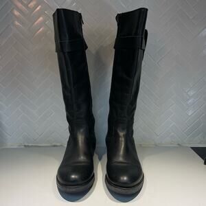 Tara M Union Black Leather Riding Boot Size 7